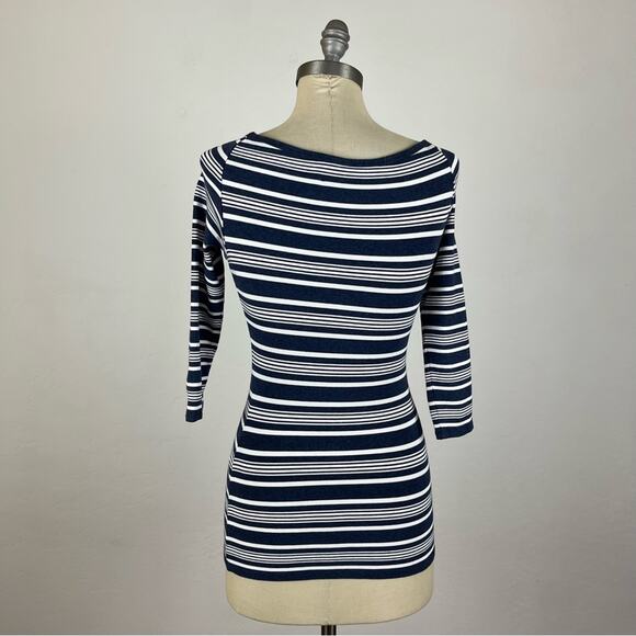 Theory Stripe Ennalyn Elevate Knit Off Shoulder Top - Picture 6 of 8